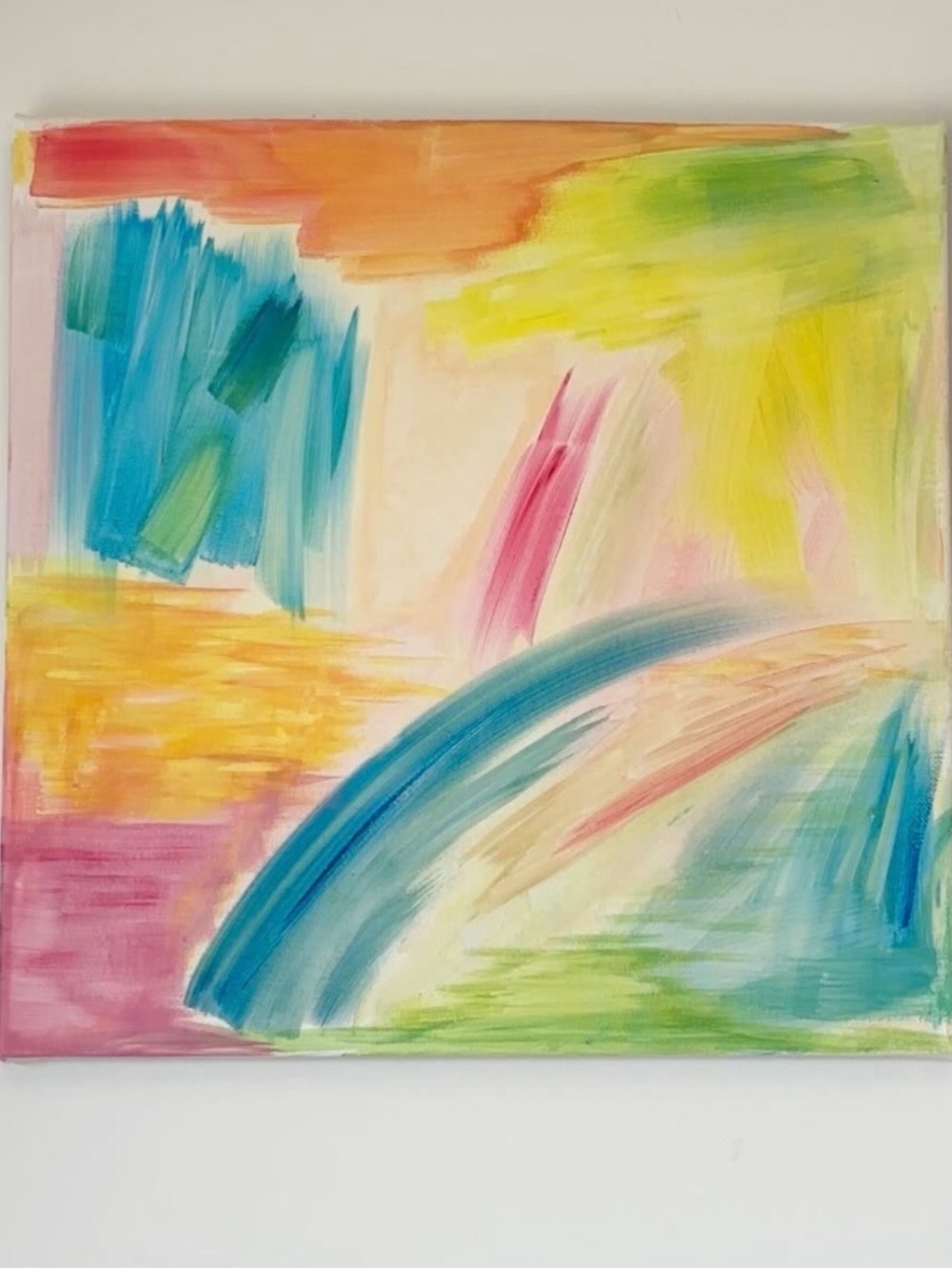 Original Colorful Abstract Pastel Brushstroke Canvas Handmade Painting Artwork - Picture 5 of 5